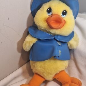 VTG Main Joy Ltd Easter Yellow Duck Plush in Blue Raincoat